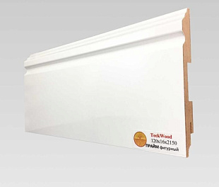 Плинтус напольный МДФ TeckWood Белый глянец Прайм Фигурный (120х16)