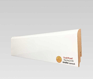 Плинтус напольный МДФ TeckWood Белый глянец Прайм Прямой (70х16)
