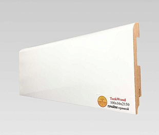 Плинтус напольный МДФ TeckWood Белый глянец Прайм Прямой (100х16)