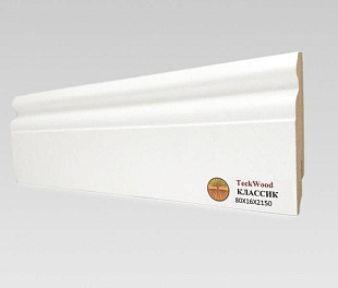 Плинтус напольный МДФ TeckWood Белый Классик (80х16)