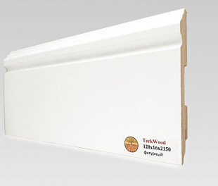 Плинтус напольный МДФ TeckWood Белый Фигурный (120х16)