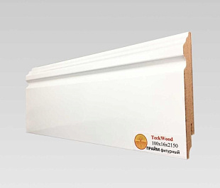 Плинтус напольный МДФ TeckWood Белый глянец Прайм Фигурный (100х16)