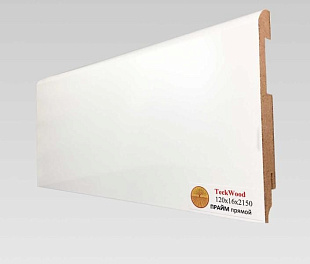 Плинтус напольный МДФ TeckWood Белый глянец Прайм Прямой (120х16)
