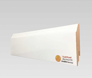 Плинтус напольный МДФ TeckWood Белый глянец Прайм Вектор (80х16)