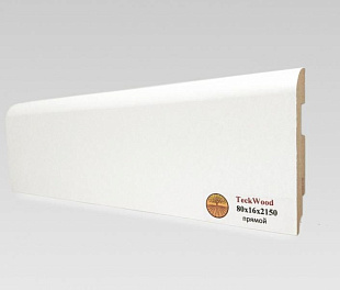 Плинтус напольный МДФ TeckWood Белый Прямой (80х16)